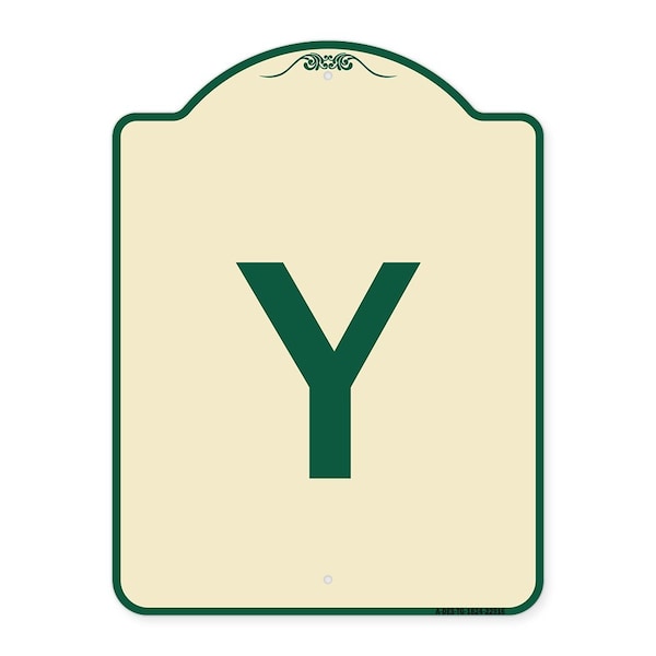 Designer Series Sign W/ Letter Y, Tan & Green Heavy-Gauge Aluminum Sign, 24" x 18", TG-1824-22916